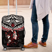 New Zealand Maori Girl Luggage Cover Silver Fern and Koru Pattern