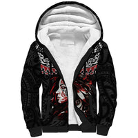 New Zealand Maori Girl Sherpa Hoodie Silver Fern and Koru Pattern LT03 Unisex Black - Polynesian Pride