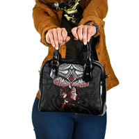 New Zealand Maori Girl Shoulder Handbag Silver Fern and Koru Pattern