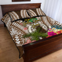 Vanuatu Selebretem 44th Indipendens Dei Quilt Bed Set Yumi Pig Tusk and Namele Fern