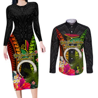 Vanuatu Independence Day Couples Matching Long Sleeve Bodycon Dress and Long Sleeve Button Shirt Tugeta Yumi Selebretem Indipendens Dei