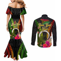 Vanuatu Independence Day Couples Matching Mermaid Dress and Long Sleeve Button Shirt Tugeta Yumi Selebretem Indipendens Dei LT03 - Polynesian Pride