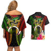 Vanuatu Independence Day Couples Matching Off Shoulder Short Dress and Hawaiian Shirt Tugeta Yumi Selebretem Indipendens Dei