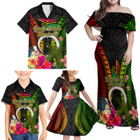 Vanuatu Independence Day Family Matching Off Shoulder Maxi Dress and Hawaiian Shirt Tugeta Yumi Selebretem Indipendens Dei LT03 - Polynesian Pride