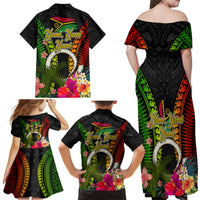 Vanuatu Independence Day Family Matching Off Shoulder Maxi Dress and Hawaiian Shirt Tugeta Yumi Selebretem Indipendens Dei LT03 - Polynesian Pride