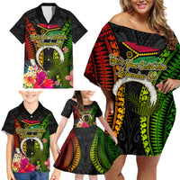 Vanuatu Independence Day Family Matching Off Shoulder Short Dress and Hawaiian Shirt Tugeta Yumi Selebretem Indipendens Dei LT03 - Polynesian Pride
