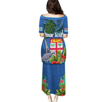 Personalised Fiji Independence Day Family Matching Puletasi and Hawaiian Shirt Fijian Coat of Arms Palm and Hibiscus Tapa Pattern LT03 - Polynesian Pride