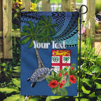 Personalised Fiji Independence Day Garden Flag Fijian Coat of Arms Palm and Hibiscus Tapa Pattern LT03 Garden Flag Blue - Polynesian Pride