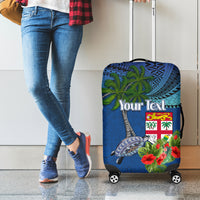 Personalised Fiji Independence Day Luggage Cover Fijian Coat of Arms Palm and Hibiscus Tapa Pattern LT03 - Polynesian Pride