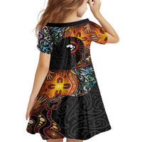 New Zealand and Australia Together Family Matching Off Shoulder Maxi Dress and Hawaiian Shirt Maori Tattoo Paua Shell mix Aboriginal Pattern LT03 - Polynesian Pride