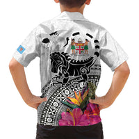 Fiji Iguana Family Matching Tank Maxi Dress and Hawaiian Shirt Tapa Tribal Tattoo and Hibiscus LT03 - Polynesian Pride