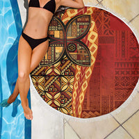 Samoan Pacific Tribal Flower Geometric Art Tattoos Beach Blanket Siapo Pattern Flame Sunset - Polynesian Pride