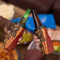 Samoan Pacific Tribal Flower Geometric Art Tattoos 4 in 1 Can Cooler Tumbler Siapo Pattern Flame Sunset - Polynesian Pride
