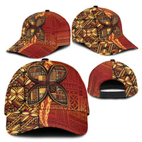Samoan Pacific Tribal Flower Geometric Art Tattoos Classic Cap Siapo Pattern Flame Sunset - Polynesian Pride