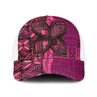 Samoan Pacific Tribal Flower Geometric Art Tattoos Baseball Net Cap Siapo Pattern Romantic Rose - Polynesian Pride