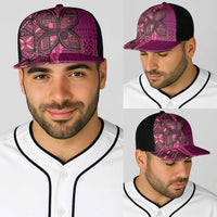 Samoan Pacific Tribal Flower Geometric Art Tattoos Baseball Net Cap Siapo Pattern Romantic Rose - Polynesian Pride