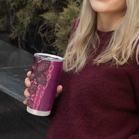 Samoan Pacific Tribal Flower Geometric Art Tattoos Tumbler Cup Siapo Pattern Romantic Rose - Polynesian Pride
