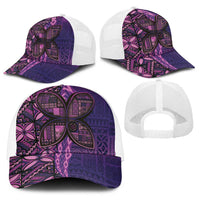 Samoan Pacific Tribal Flower Geometric Art Tattoos Baseball Net Cap Siapo Pattern Purple Haze - Polynesian Pride