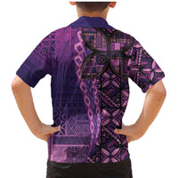 Samoan Pacific Tribal Flower Geometric Art Tattoos Family Matching Mermaid Dress and Hawaiian Shirt Siapo Pattern Purple Haze LT03 - Polynesian Pride