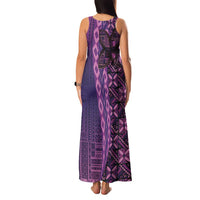 Samoan Pacific Tribal Flower Geometric Art Tattoos Family Matching Tank Maxi Dress and Hawaiian Shirt Siapo Pattern Purple Haze LT03 - Polynesian Pride