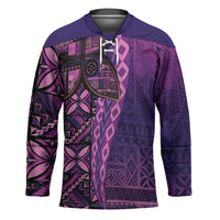 Samoan Pacific Tribal Flower Geometric Art Tattoos Hockey Jersey Siapo Pattern Purple Haze - Polynesian Pride