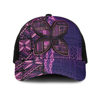 Samoan Pacific Tribal Flower Geometric Art Tattoos Mesh Trucker Cap Siapo Pattern Purple Haze - Polynesian Pride