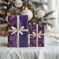 Samoan Pacific Tribal Flower Geometric Art Tattoos Wrapping Paper Siapo Pattern Purple Haze - Polynesian Pride