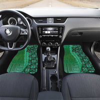 Samoan Pacific Tribal Flower Geometric Art Tattoos Car Mats Siapo Pattern Emerald Glow - Polynesian Pride