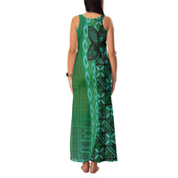 Samoan Pacific Tribal Flower Geometric Art Tattoos Family Matching Tank Maxi Dress and Hawaiian Shirt Siapo Pattern Emerald Glow LT03 - Polynesian Pride
