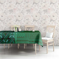 Samoan Pacific Tribal Flower Geometric Art Tattoos Tablecloth Siapo Pattern Emerald Glow - Polynesian Pride
