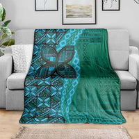 Samoan Pacific Tribal Flower Geometric Art Tattoos Blanket Siapo Pattern Turquoise Tide LT03 - Polynesian Pride