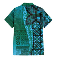 Samoan Pacific Tribal Flower Geometric Art Tattoos Family Matching Mermaid Dress and Hawaiian Shirt Siapo Pattern Turquoise Tide LT03 - Polynesian Pride