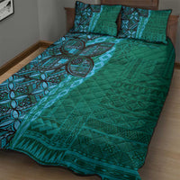 Samoan Pacific Tribal Flower Geometric Art Tattoos Quilt Bed Set Siapo Pattern Turquoise Tide LT03 - Polynesian Pride