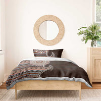 Fijian Masi Tribal Tattoos Art Pattern Bedding Set Brown Color Half Style - Polynesian Pride