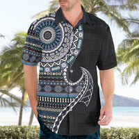 Fijian Masi Tribal Tattoos Art Pattern Hawaiian Shirt Navy Color Half Style LT03 - Polynesian Pride