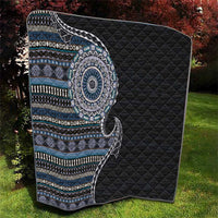 Fijian Masi Tribal Tattoos Art Pattern Quilt Navy Color Half Style - Polynesian Pride