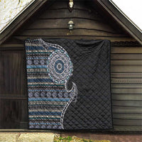 Fijian Masi Tribal Tattoos Art Pattern Quilt Navy Color Half Style - Polynesian Pride