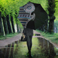 Fijian Masi Tribal Tattoos Art Pattern Umbrella Navy Color Half Style - Polynesian Pride