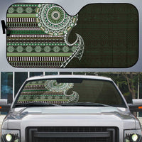 Fijian Masi Tribal Tattoos Art Pattern Auto Sun Shade Green Color Half Style - Polynesian Pride