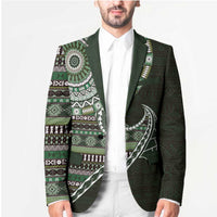 Fijian Masi Tribal Tattoos Art Pattern Blazer Green Color Half Style - Polynesian Pride