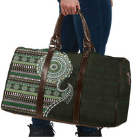 Fijian Masi Tribal Tattoos Art Pattern Travel Bag Green Color Half Style - Polynesian Pride