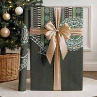 Fijian Masi Tribal Tattoos Art Pattern Wrapping Paper Green Color Half Style - Polynesian Pride