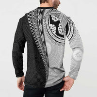 Fijian Masi Tattoos Button Sweatshirt with Tapa Tribal Pattern - Polynesian Pride