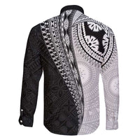 Fijian Masi Tattoos Family Matching Long Sleeve Bodycon Dress and Hawaiian Shirt with Tapa Tribal Pattern LT03 - Polynesian Pride