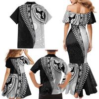 Fijian Masi Tattoos Family Matching Mermaid Dress and Hawaiian Shirt with Tapa Tribal Pattern LT03 - Polynesian Pride