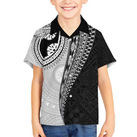 Fijian Masi Tattoos Family Matching Short Sleeve Bodycon Dress and Hawaiian Shirt with Tapa Tribal Pattern LT03 Son's Shirt White - Polynesian Pride