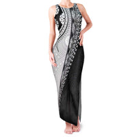 Fijian Masi Tattoos Family Matching Tank Maxi Dress and Hawaiian Shirt with Tapa Tribal Pattern LT03 Mom's Dress White - Polynesian Pride
