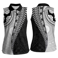 Fijian Masi Tattoos Women Sleeveless Polo Shirt with Tapa Tribal Pattern - Polynesian Pride