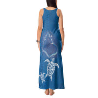 Cook Islands Manihiki Atoll Tank Maxi Dress Maori Turtle and Polynesian Pattern