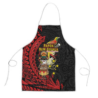 Papua New Guinea Christmas Apron Funny Melanesian Santa with Bird-of-paradise Tribal Style LT03 Black - Polynesian Pride